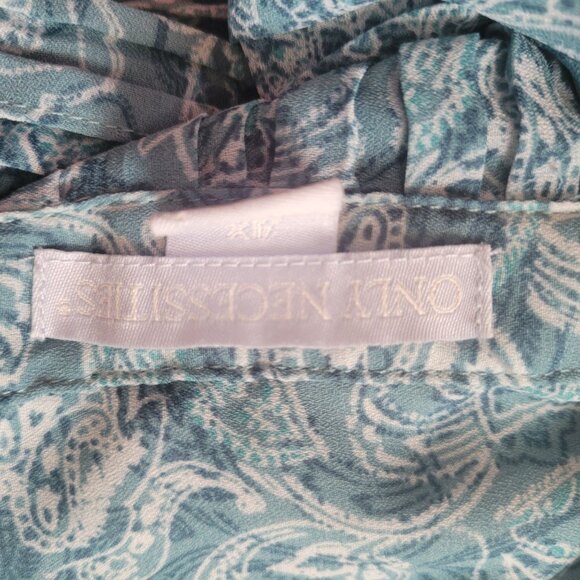 Only Necessities Womens Pleated Blue Paisley Button-Up Blouse 4X - Picture 5 of 6